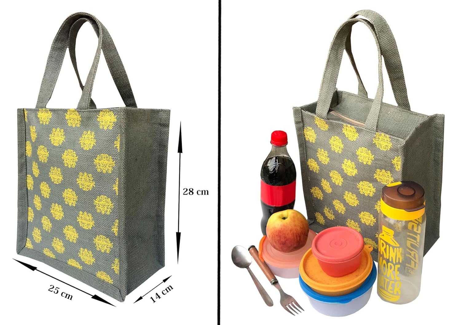 urban jhola women's jute lunch bag(grey)