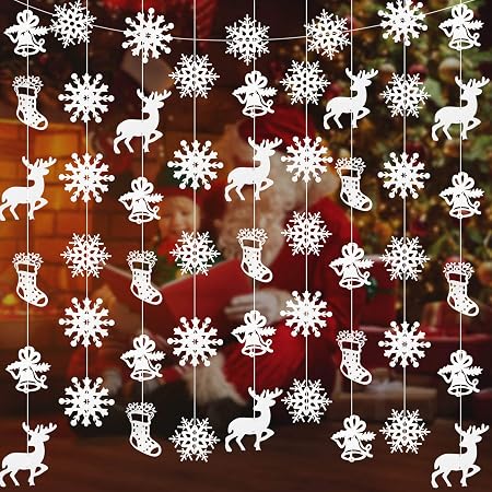 72 Pieces Snowflake Hanging Bunting Christmas Hanging Banner 12