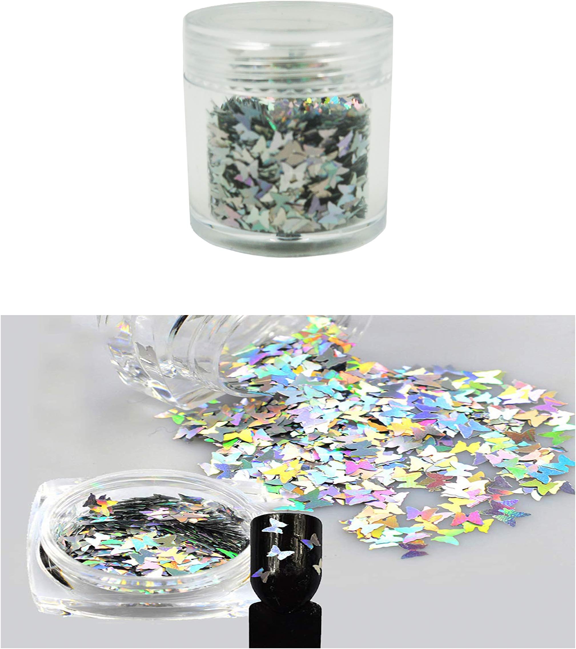 BNP Laser Shiny Diamond Round Ultra thin Sequins Nail Art Glitter Tips UV Gel 3D Fluorescent Butterfly Flakes Nail Decoration Manicure Beauty Tips