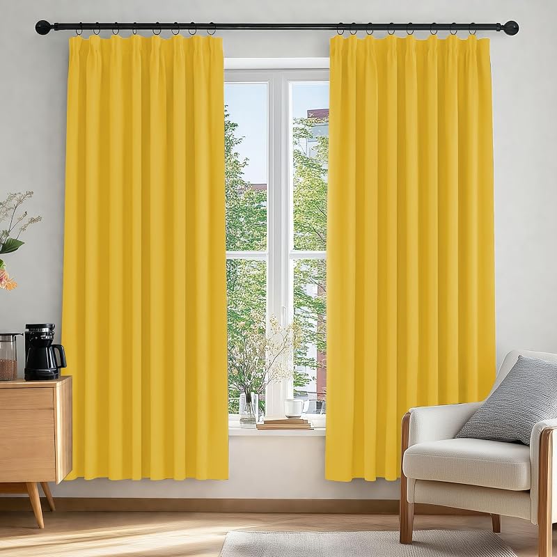 Deconovo Blackout Curtains 55x69 Pencil Pleat Ready Made 2 Panels Bedroom