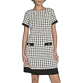 Tommy Hilfiger Womens Short Sleeve Scuba Crepe Trim Pocket Shift Dress