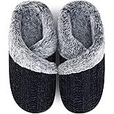 Slippers for Women Fuzzy House Slip on Indoor Outdoor Bedroom Furry Fleece Lined Ladies Comfy Memory Foam Female Home Shoes Anti-Skid Rubber Hard Sole