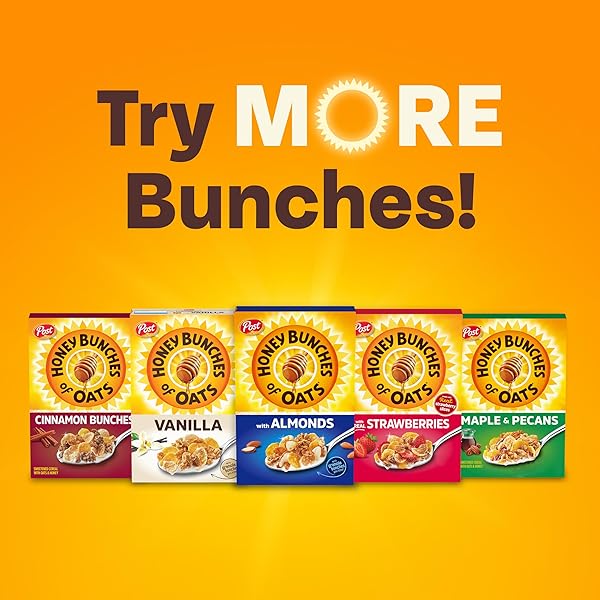 HONEY BUNCHES OF OATS HONEY ROASTED BREAKFAST CEREAL WITH OATS AND GRANOLA CLUSTERS, LOW FAT MADE WITH WHOLE GRAIN CEREAL, 12 OZ BOX