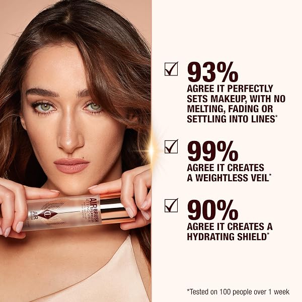CHARLOTTE TILBURY AIRBRUSH FLAWLESS SETTING SPRAY – ULTRA-FINE HYDRATING MIST TO PRIME & SET MAKEUP UP TO 16HR – SOOTHES AND BLURS SKIN, WATERPROOF, WEDDING MAKEUP