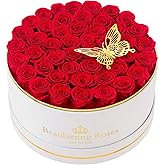 47 Preserved Roses Forever Flowers Real Roses in a Box Mother's Day Birthday Flowers for Her Mom Women Wife Valentine's Day, Red Roses