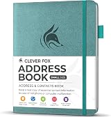Clever Fox Address Book with Alphabetical Tabs Aquamarine PU Leather 10.5x14cm