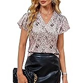 Blooming Jelly Women's Ruffle Sleeve V Neck Pleated Blouse