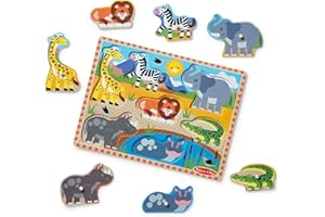 Melissa & Doug Safari Animal Wooden Peg Puzzle - 7 Pieces