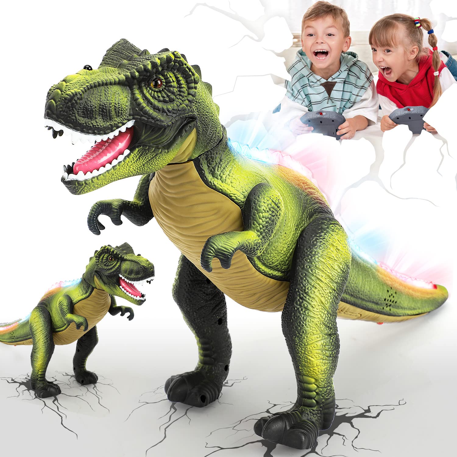 Photo 1 of STEAM Life Remote Control Dinosaur Toys for Kids, Electronic Walking Dinosaur Robot with Light Up & Realistic Roaring Sound