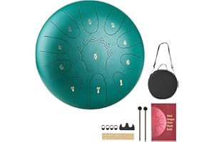 VEVOR Steel Tongue Drum, 10 in 11 Notes Rain Drum for Outside Garden, C Major Musical Drums with Music Book & Mallets, Percus