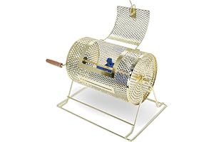Jigitz Spinning Raffle Drum - Large Gold Brass Plated Ticket Mixer - with Wooden Turning Handle - Holds 2,500 Tickets