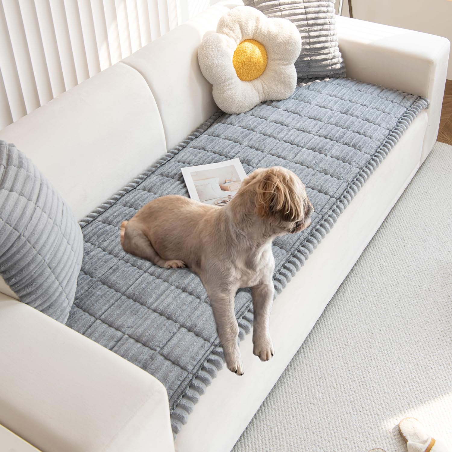 Gumfolk Pet Couch Covers for Sofa Slipcovers Couch Protector for Dogs Washable Cushion Cover, Sofa Pad Blanket Furniture, Grey, 27in*59in Image