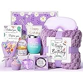 Birthday Gifts for Women Friendship, Unique Happy Birthday Gifts Basket for Mom Her Best Friend Sister Wife Girlfriend Coworker Teacher, Luxury Self Care Box Lavender Relaxing Spa Gifts Set w/Blanket