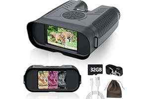 IXIEEX Night Vision Goggles Rechargeable - Full-Color Infrared Binoculars with FHD 1080P, 1968FT Viewing Range for Hunting, Includes 32GB Memory Card for Photo and Video Storage