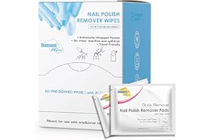 Diamond Wipes Nail Polish Remover Wipes with Aloe Vera, Acetone Nail Polish Remover Pads, 50 Individually Wrapped Nail Polish Wipes