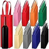 Abbylike 48 Pcs Colorful Wine Gift Bag Bulk Single Wine Bag Non Woven Wine Gift Bags Reusable Wine Bottle Bag with Handle for Christmas Party Holiday Birthday Wedding Birthday, 8 Colors