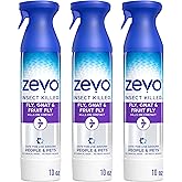 Zevo Flying Insect Killer Spray - Bug Spray for Home Use - Versatile Gnat, Mosquito, Fruit Fly Killer & More - with Rosemary & Cornmint Oil - for Indoor & Outdoor Use (3 Bottles)