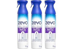 Zevo Flying Insect Killer Spray - Bug Spray for Home Use - Versatile Gnat, Mosquito, Fruit Fly Killer & More - with Rosemary & Cornmint Oil - for Indoor & Outdoor Use (3 Bottles)