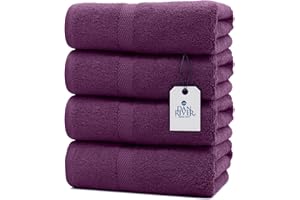 DAN RIVER 100% Luxurious Cotton Bath Towels Set - Premium Quality Pack of 4 - Ultimate Comfort and Absorbency for Bathroom, Home & Spa (27x54 in) – Purple Passion