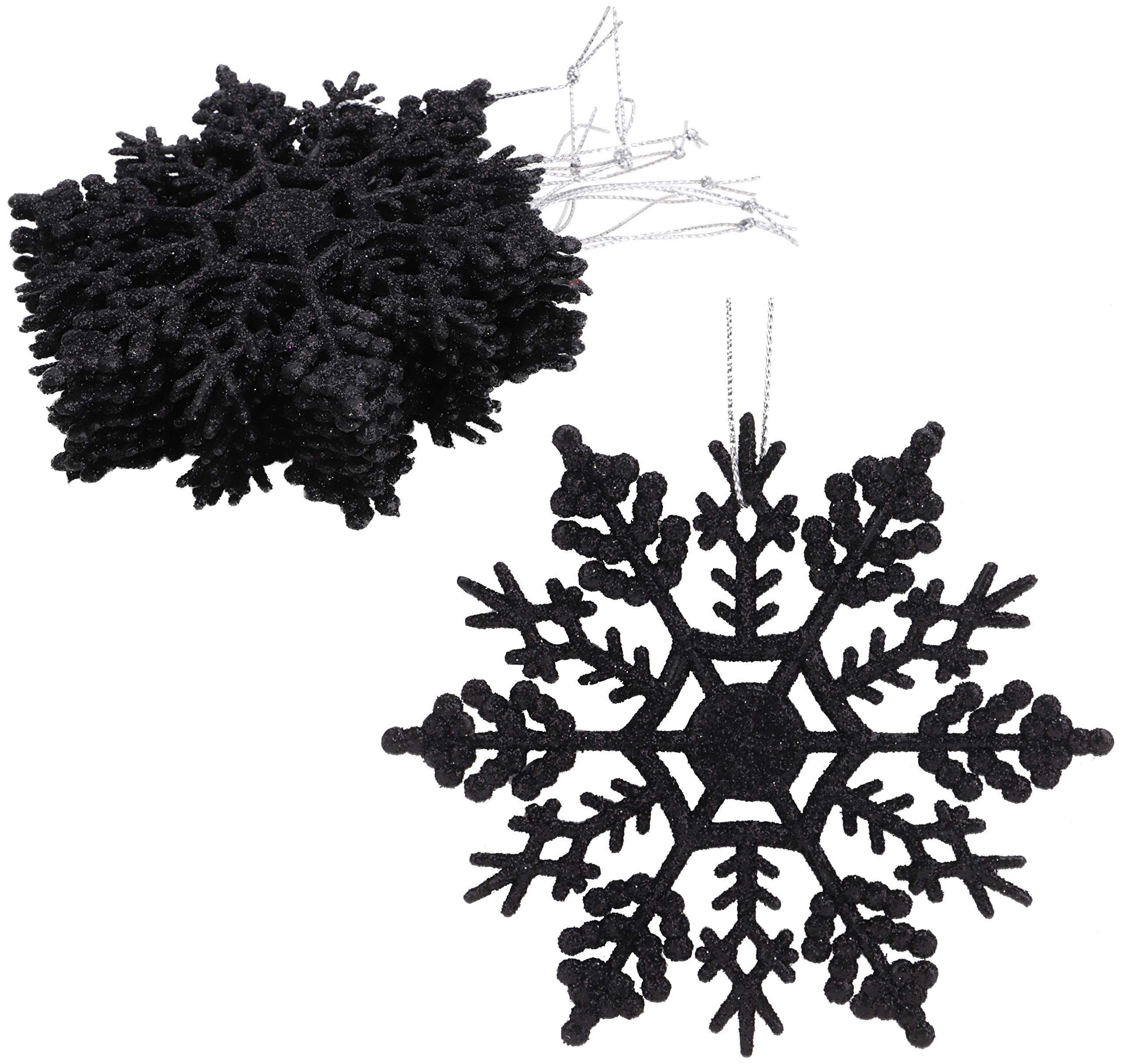 Christmas Concepts® Pack of 12-10cm Glitter Snowflake Hanging Decorations - Christmas Decorations (Black) — image 1