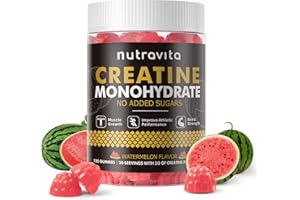 Nutravita Creatine Monohydrate Gummies for Men & Women, Creatine Monohydrate for Muscle Strength, Muscle Builder, Energy Boost, Pre-Workout Supplement(120 Count)-Watermelon Flavor