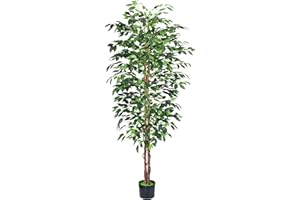 HAIHONG 6FT Artificial Ficus Tree,Fake Plants with Sturdy Plastic Nursery Pot,Faux Ficus Trees for Home Office Living Room Farmhouse Indoor Outdoor Decor Perfect Housewarming Gift (6FT-1Pack)
