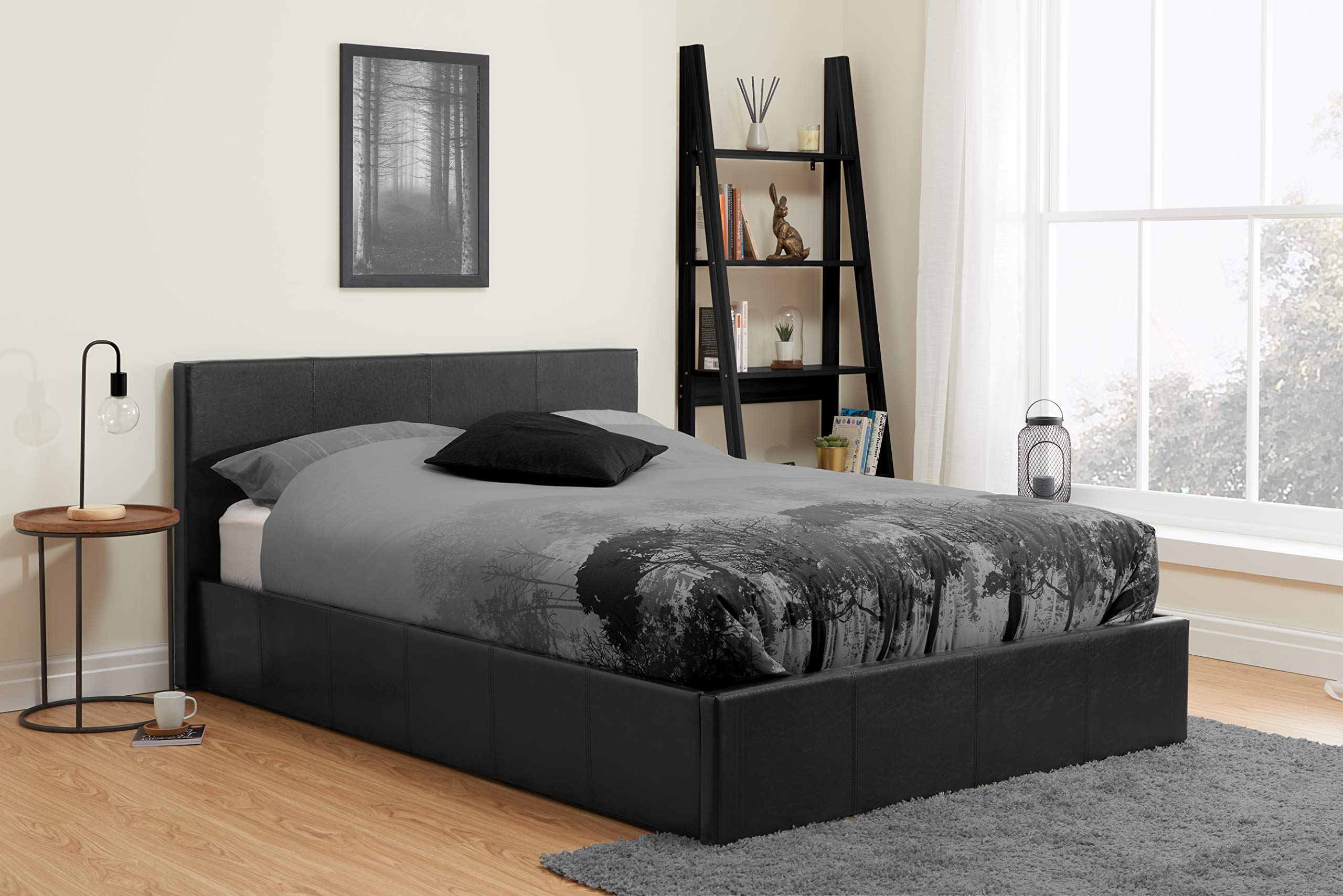 Birlea Berlin Ottoman Storage Bed, Faux Leather, Black, Double