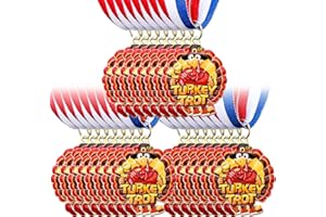 Loetere 1 Pcs Multicolor Thanksgiving Turkey Medals with Neck Ribbons 2 Inch Turkey Trot Awards for Thanksgiving Prizes Medals Fall Holiday Party Supply
