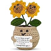 OASSIE Best Friend Birthday Gifts for Women - Emotional Support Crochet Sunflower with Card - Best Friend Friendship Birthday Gifts for Women Friends Bestie BFF Coworker, Gift for Friends Female