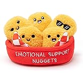 Emotional Support Nuggets by Relatable, Easter Plush Cuddly Stuffed Animals and Toys, Cute Easter Basket Stuffers, Non Candy Easter Gift Basket Ideas, Includes 5 Plushies with Carrying Basket