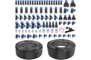 XaXmTee 90 Pcs DOT Air Line with Quick Connect Air Fittings Kit 2 Roll 100FT 1/4" and 3/8" DOT Air Lines Kit with 88 Pcs Push Lock Air Line Fittings Pneumatic Push to Connect Air Hose Fitting