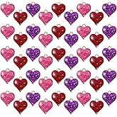 yeabwps 45 Pieces Valentine's Day Heart Shape Charms Glitter Mini Heart Pendants for DIY Valentine's Day Jewelry Earring Bracelet Necklace Making
