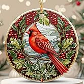 Cardinal Christmas Ornaments 2025 - Cardinal Christmas Tree Decorations Ceramic Ornament - Memorial Xmas Tree Ornaments - Red Bird Gifts Ideas for Women Men - Red Bird Keepsake Gifts Holiday Decor