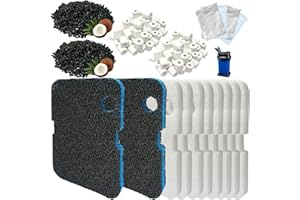 18 Pack Filter Media Compatible with Penn-Plax Cascade 1200 & 1500 CCF4UL/CCF5UL Canister Aquarium Filters, Includes Bio Spon