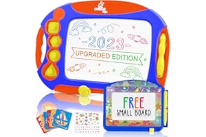 Chuchik Toys Magnetic Drawing Board Set for Kids and Toddlers. Large 15.7 Inch Doodle Writing Pad Comes with a 4-Color Travel Size Sketch Doodle Board. (Red-Blue-Yellow)