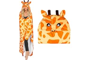 Moyel Giraffe Gifts for Women Funny Giraffe Blanket Hoodie Fluffy Animal Wearable Blanket Hooded Cute Giraffe Gifts for Kids Teen Girls Boys Adults