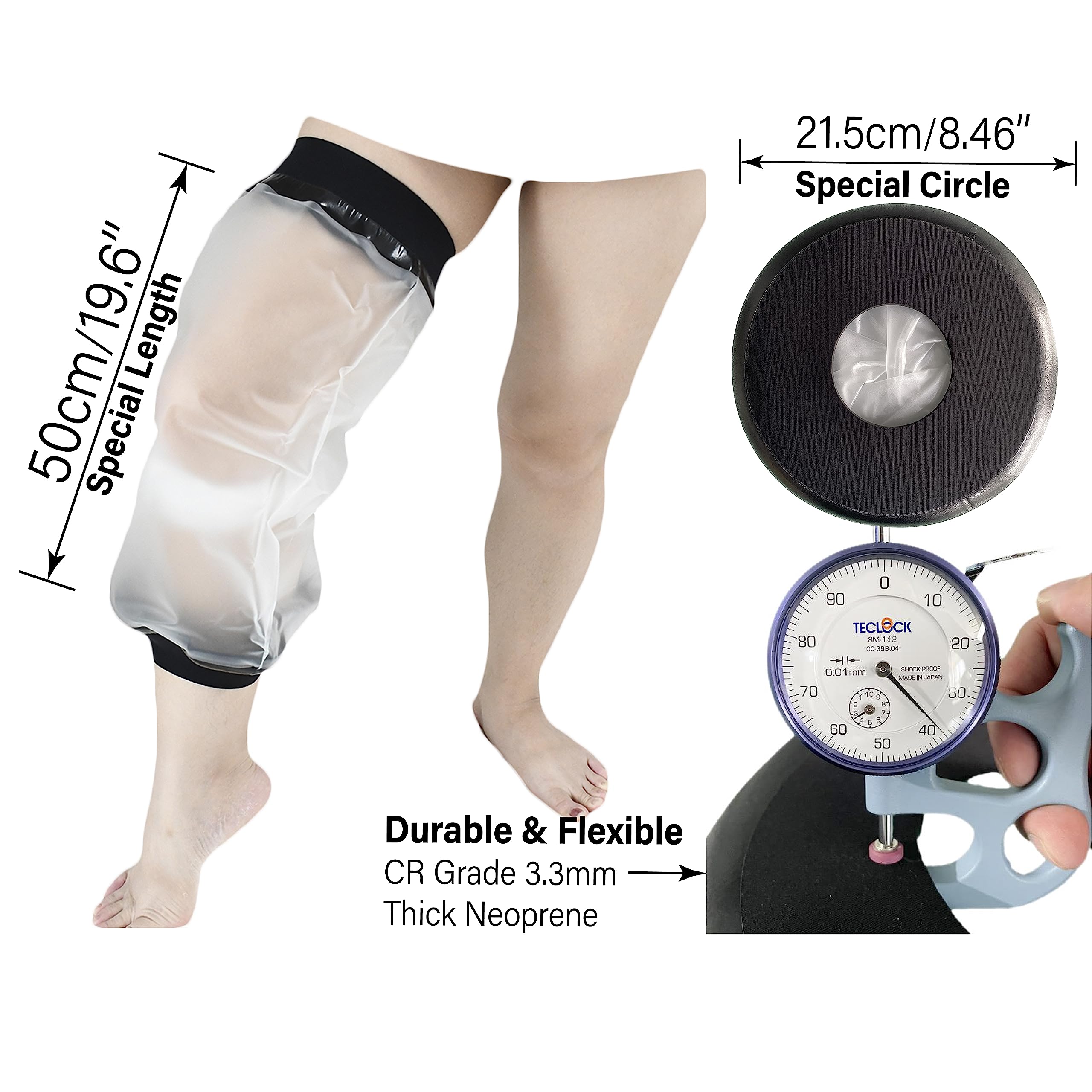 KEEFITT Knee Cast Cover for Shower, Waterproof Knee Shower Protector for Knee Replacement and ACL Surgery, Wound, Burns Watertight Protection
