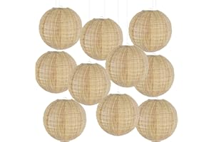 YUNXUAN Boho Party Decorations Burlap Hanging Paper Lanterns for Boho Baby Shower Bridal Shower Rustic Vintage Wedding Birthday Farmhouse Classroom Decor Pack of 10