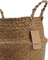 DOKOT Natural Seagrass Basket Plant Pot Storage Basket with Handle view 4