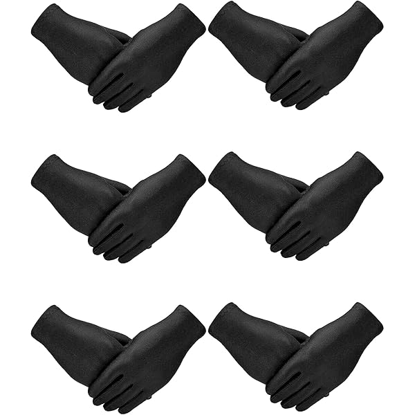 JAWSEU Short Satin Gloves Silk Opera Gloves 1920s Vintage Tea Party Dance Gloves Women Girls Bride Wedding Evening Gloves For Wedding Prom Opera Party, Black - View #7