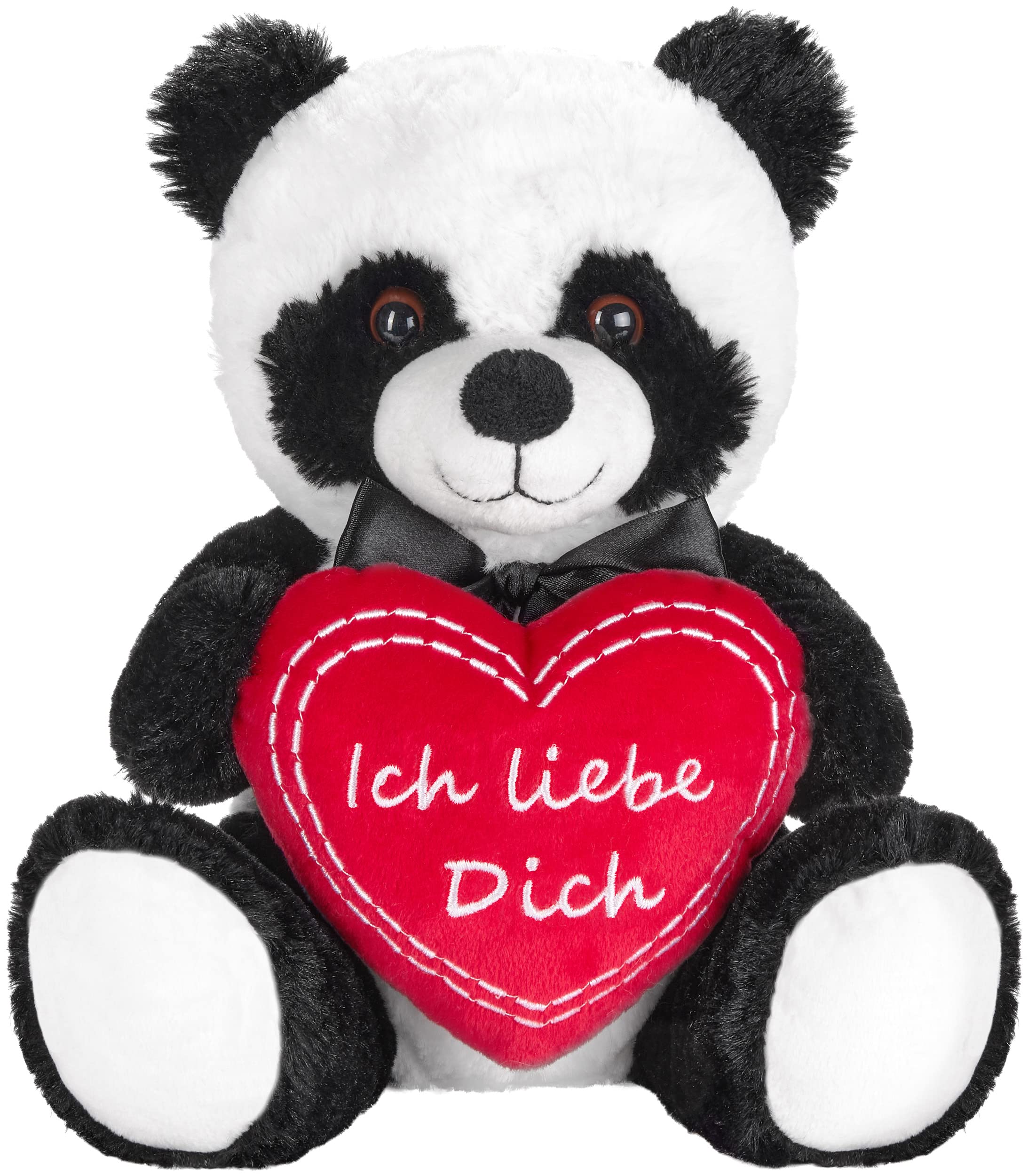 BRUBAKER Panda Plush Bear with Heart Red - Ich liebe dich German - 9.8 Inches (25 cm) - Panda Bear Soft Toy - Teddy Bear Plush Teddy Cuddly Toy - Soft Toy Black White