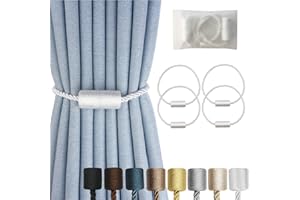 Hangtty Magnetic Curtain Tiebacks 4 Pack White Curtain Rope Tieback Curtain Holders for Drapes Modern Tie Backs Decorative Curtain Holdbacks