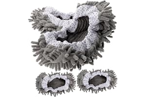 LABRIMP 2 Pairs Chenille Mop Slippers with Elastic Band Floor Cleaning Mop Socks for Men and Women Washable