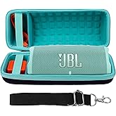 co2CREA Hard Carrying Case Replacement for JBL Charge 4 / Replacement for JBL Charge 5 Waterproof Portable Bluetooth Speaker (Black Case + Inside Teal)