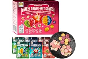 SUNGIVEN Freeze Dried Fruit Crisps Crunch Mixed Fruit 6 Packs Gluten Free Made with Fruit Vegan Healthy Snacks Ready to Eat for Yogurt Dessert