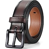 XZQTIVE Men’s Metal Free Belt Hypoallergenic Leather Belts For Jeans Dress Nickle Free TSA Belt With Black Buckle
