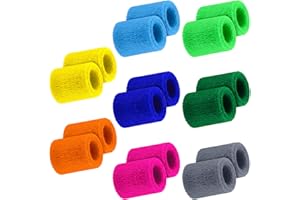 Hungdao 16 Pack Sweatbands Bulk Sweat Band Athletic Sports Wrist Bands Basketball Football Party Favors for Outdoor Activity (Cute Colors)