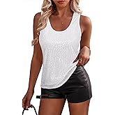 Tralilbee Women's Sequin Tank Tops Sparkle Shimmer Sleeveless Shiny Party Tops S-XL