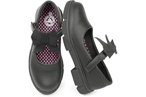 JABASIC Girls Mary Jane School Shoes Black Uniform Dress Flats Wedding Party Shoes