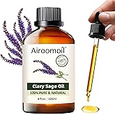 Airoomoil Clary Sage Essential Oil 4 fl oz, 100% Pure Clary Sage Oil with Herbal and Soft Floral Aroma for Diffuser Use, Aromatherapy Suitable for DIY Blends, Everyday Scent Experiences